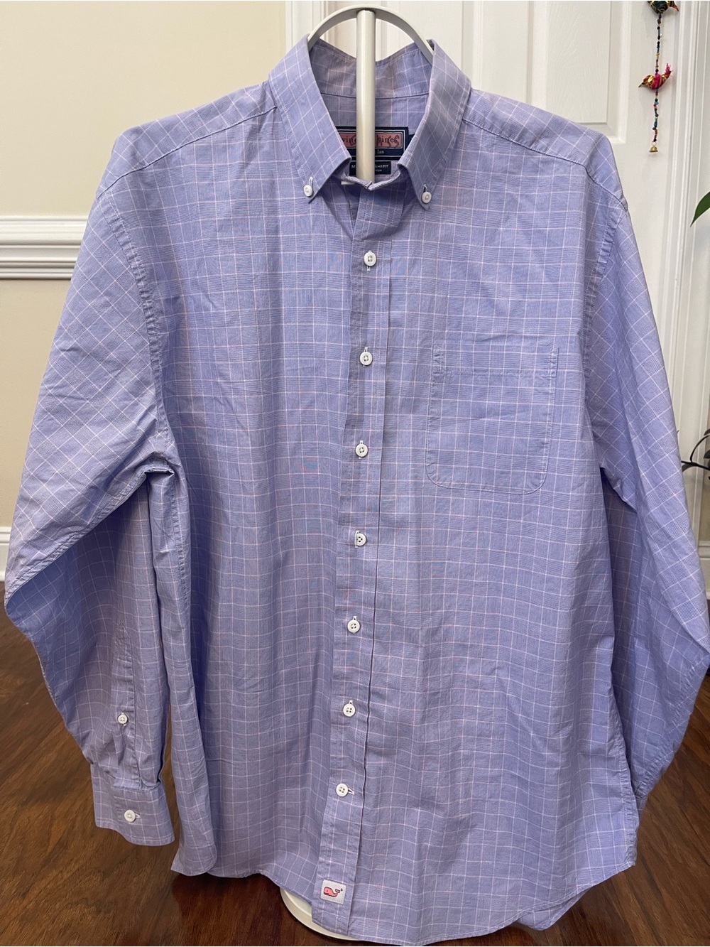 Vineyard Vines Murray Shirt Purple White Plaid Cotton Size Large